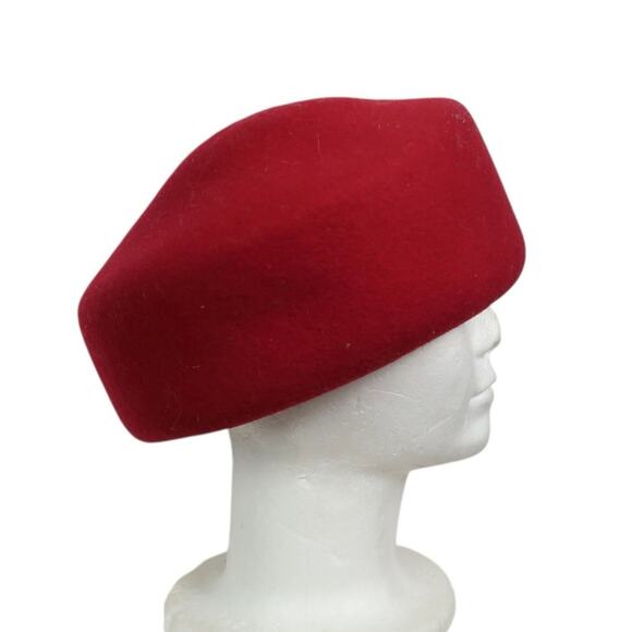 Vintage Red 100% Wool Pillbox Hat - Picture 3 of 6